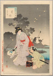 Chasing Fireflies, Lady of the Tenmei Era 1781-1789..., 1894.