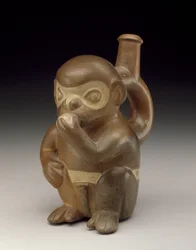 Opičí nádoba, 50-100 AD (keramická se skluzem)