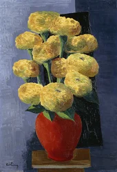 Žluté květiny v červené váze (Fleurs Jaunes dans un Vase Rouge)