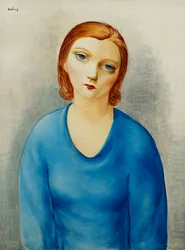 Mladá žena v modré halence; Jeune Femme au Corsage Bleu, cca 1925 (olej na plátně)