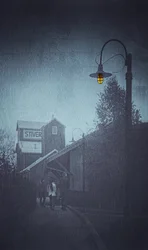 Melancholická deštivá ulice