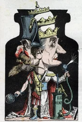 Allegorie du Concordat (znak mezi Piem VII. a Bonapartem) z roku 1801 reprezentovaný Molochem jako kompresní zařízení s Napoleonem III a papežem