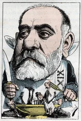 Kreslený film zobrazující dramatického kritika Francisque Sarceyho (1827-1899