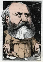 Portrét Charlese Gounoda (1818-1893), francouzského skladatele v „Le Trombinoscope““ od Touchatout, karikatura B. Molocha z roku 1882 (1849-1909). Soukromá sbírka.