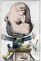 Portrét Henriho, Pierra, Edmonda DUFAUR DE GAVARDIE (1823 - 1910) francouzský senátor v „“Le Trombinoscope““ od Touchatout, karikatura B. Molocha z roku 1882 (1849-1909). Soukromá sbírka.