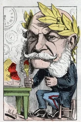 Portrét Viléma I. (1797-1888), pruského krále a německého císaře v „Trombinoskopu““ od Touchatout, karikatura B. Molocha z roku 1882 (1849-1909). Soukromá sbírka.