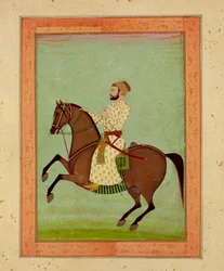 A Mughal Noble on Horseback, c.1790, z Velkého alba Clive