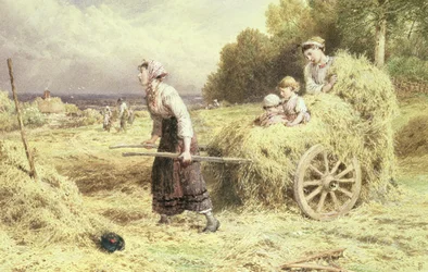 Haytime, cca 1860 (akvarel a tělová barva na papíře)