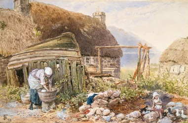 Pesupäivä Balmarcarassa, n. 1860 (akvarelli paperille)