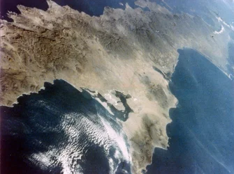 Baja California viděná z paluby druhého letu raketoplánu, listopad 1981.