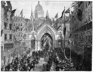 Průvod na Ludgate Hill, Den díkůvzdání, Londýn, 1900.