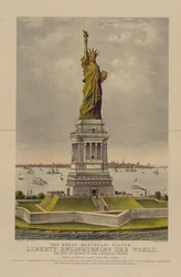 Velká socha Bartholdiho, Liberty Enlightening the World, The Gift of France to American People, c.1885 (chromolitograf)