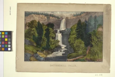 Catterskill Falls (ručně zbarvená litografie)