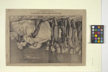 Smrt prezidenta Lincolna (ručně kolorovaná litografie)