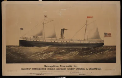 Metropolitan Steamship Co. denně mimo linku mezi New Yorkem a Bostonem... Neptun (litografie, kolorovaná)