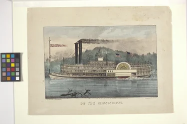 Na Mississippi (ručně kolorovaná litografie)