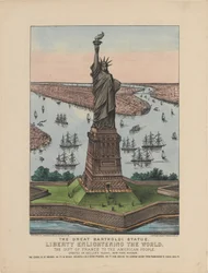 The Great Bartholdi Statue – Liberty Enlightening the World, 1885 (ručně kolorovaná litografie)