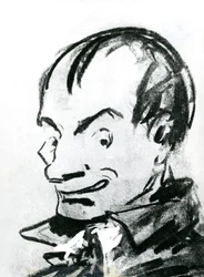 Karikatura Charlese Baudelaira (1821-67) (tužka na papíře) (čb foto)