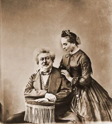 Portrét Alexandra Dumase pere, romanopisce 1802-1870 a jeho dcery Marie Dumas 1831-1878 (foto)