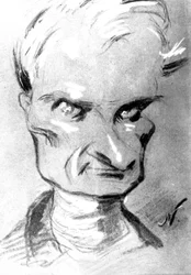 Portrét francouzského spisovatele Prospera Merimeeho (1803-1870), kresba Nadar