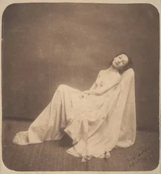 [Model v sedě, částečně zahalený], 1856-59.