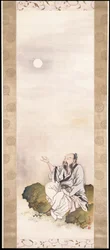 Gentleman Beholding The Moon (inkoust a barva na hedvábí)