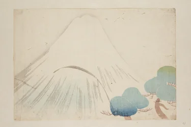 Fuji (barevný dřevěný tisk)