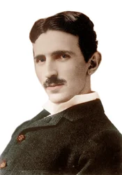 Portrét Nikoly Tesly (1856-1943) (Nikolaj) - chorvatského rodáka, srbského inženýra, fyzika a vynálezce - fotografie Napoleona Saronyho (1821-1896), 1890
