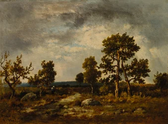 Cesta u rybníka zmijí, Fontainebleau Forest, c. 60. léta 19. století.