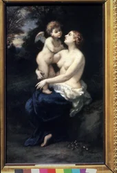 "Venuše drží Amor na klíně" (Venuše s Amorem na klíně). Obraz Narcissus Virgilio Diaz de la Pena (1807-1876) Puškinovo muzeum výtvarných umění z 19. století, Moskva
