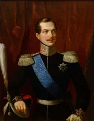 Alexander II (ruský císař) - Portrét korunního prince Alexandra Nikolajeviče (1818-1881) od Schiavoni, Natale (1777-1858). olej na plátně
