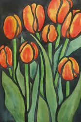Zářivě oranžové tulipány