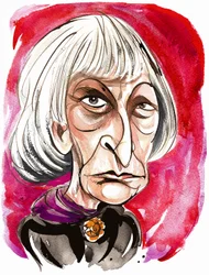 Elisabeth Lutyens - barevná karikatura