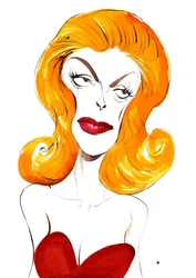 Julie London americká zpěvačka a herečka (1926-2000); barevná karikatura, 2015