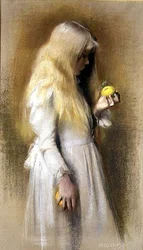 Zlaté vlasy (pastel na papíře)