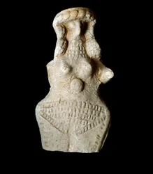 Sumerská civilizace: ženská figurka. Terakotová socha. Ztlumit. 10 cm novosumerské období (mezi 2093 a 2004 př. n. l.) Bagdád, Národní irácké muzeum
