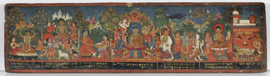 Přebal buddhistického rukopisu (neprůhledné wc na dřevě)