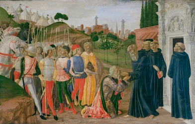 Scéna ze života svatého Bernardina (tempera na dřevě)