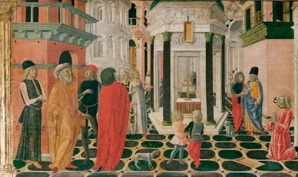 Scéna ze života svatého Bernardina (tempera na dřevě)