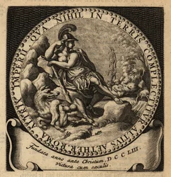 Alegorická postava římské říše, Romulus a Remus.
