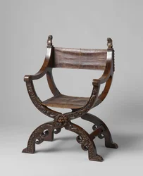Skládací židle, cca 1620-50 (ořech)