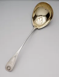 Naběračka na polévku, cca 1860 (stříbrná a zlacená mince)