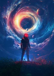Astronaut před kosmickým portálem