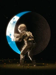 Astronaut držící Měsíc