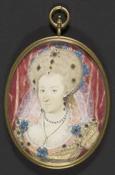 Anna Dánská, cca 1600 (kvaš na pergamenu položený na kartě)