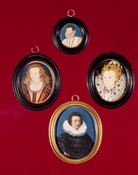 Sbírka miniatur: Francis Drake (nyní v National Portrait Gallery, viz 1619); Alžběta I. (nyní v Národní galerii portrétů); Isaac Oliver; Alžběta, královna česká