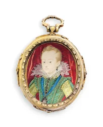 King Charles I, když vévoda z Yorku, jako chlapec (vellum v pozdějším zlaceném kovovém rámu)