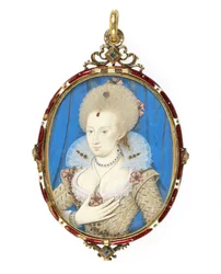 č. 3855 Anna Dánská (1574-1619) manželka anglického krále Jakuba I., kolem roku 1610 (pergamen na hrací kartě) (případ viz 109671)