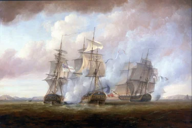 Zajetí francouzských fregat "Resistance" a "Constance" loděmi HMS "San Fiorenzo" a "Nymphe" 9. března.