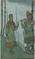 Snegurochka a Lel, kostýmní návrh pro operu Rimského-Korsakova "Snegurochka", 1921